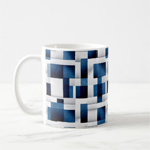 Modern Blue Squares herstellend patroon Koffiemok