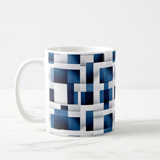 Modern Blue Squares herstellend patroon Koffiemok (Links)