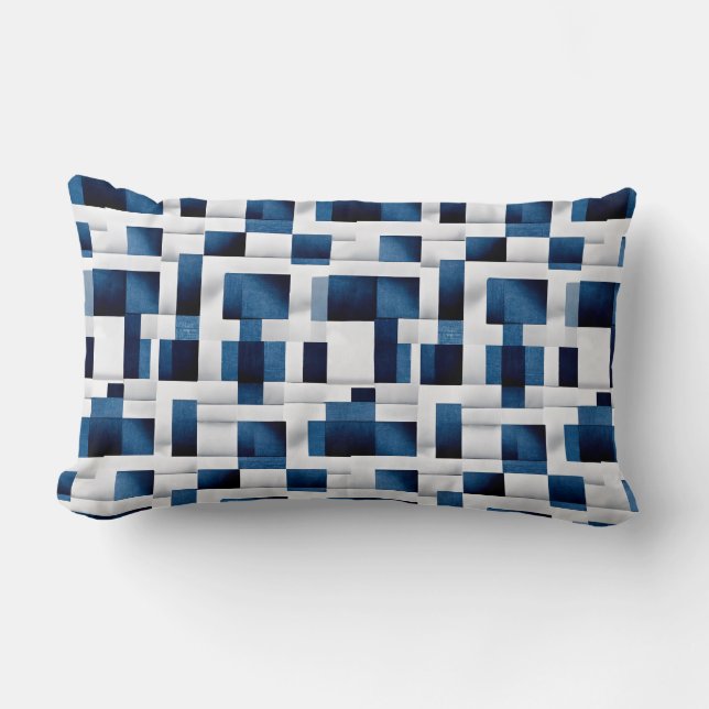 Modern Blue Squares herstellend patroon Kussen (Voorkant)