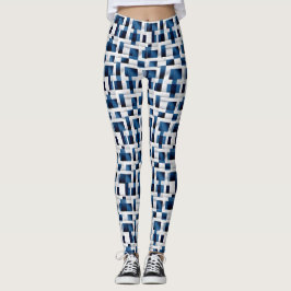 Modern Blue Squares herstellend patroon Leggings