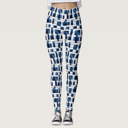 Modern Blue Squares herstellend patroon Leggings (Voorkant)