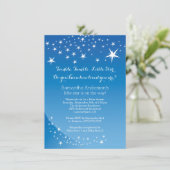 Modern Blue Star Boys Baby shower uitnodiging (Staand voorkant)