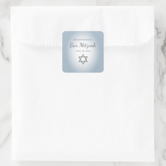 Modern Blue Star of David Simple Bar Mitzvah Vierkante Sticker (Tas)