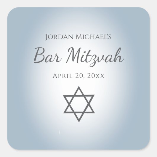 Modern Blue Star of David Simple Bar Mitzvah Vierkante Sticker (Voorkant)