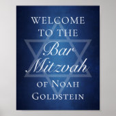Modern Blue Star of David Welkom bij Bar Mitzvah Poster (Voorkant)