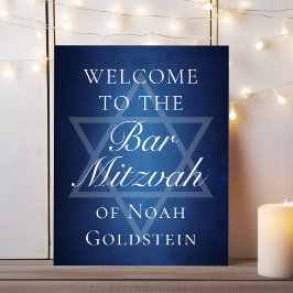 Modern Blue Star of David Welkom bij Bar Mitzvah Poster