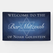 Modern Blue Star of David Welkom bij Bar Mitzvah Spandoek (Horizontaal)