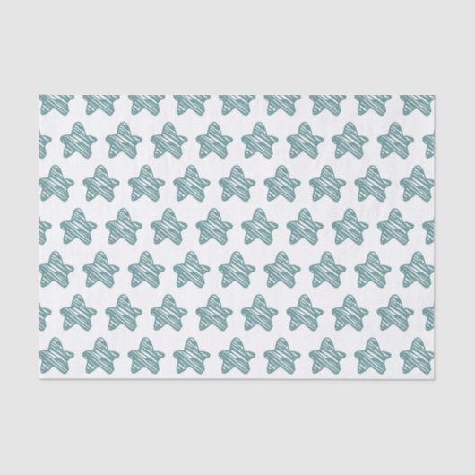 Modern Blue Star Sketch Pattern Tissuepapier (Voorkant)