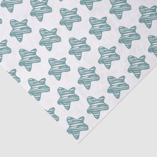 Modern Blue Star Sketch Pattern Tissuepapier (Detail)