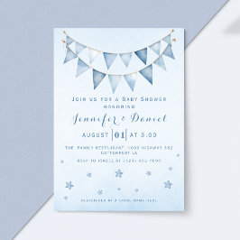 Modern Blue Starry Sky Baby shower Pennant Bunting Kaart