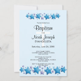 Modern Blue Stars BAPTISM Event Uitnodiging