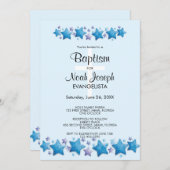Modern Blue Stars BAPTISM Event Uitnodiging (Voorkant / Achterkant)