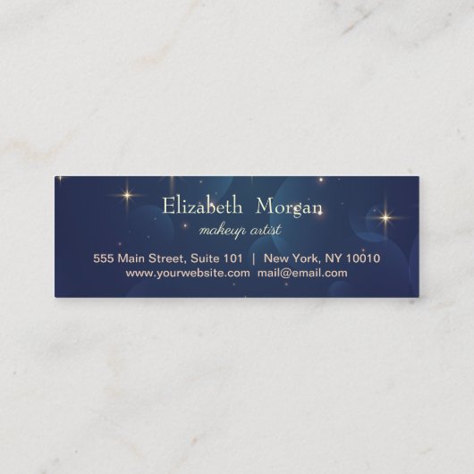 Modern Blue Stars Elegant Gold Hearts Klantenkaartje (Achterkant)