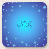 Modern Blue Stars Pattern Personalized Monogramed Bier Onderzetter (Voorkant)