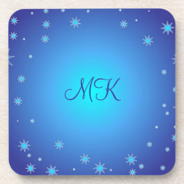 Modern Blue Stars Pattern Personalized Monogramed Bier Onderzetter