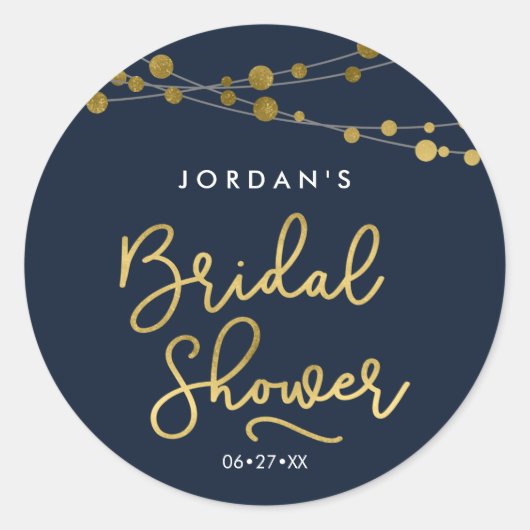 Modern Blue Strings of Lights Vrijgezellenfeest Ronde Sticker (Voorkant)