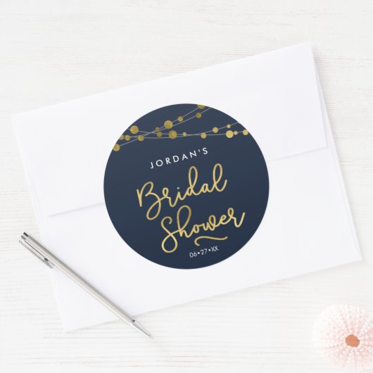 Modern Blue Strings of Lights Vrijgezellenfeest Ronde Sticker (Envelop)