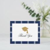 Modern Blue Strip Afstuderen Bedankt Briefkaart (Staand voorkant)