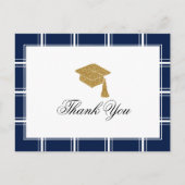 Modern Blue Strip Afstuderen Bedankt Briefkaart (Voorkant)