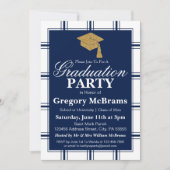 Modern Blue Stripe Graduation Party Kaart (Voorkant)