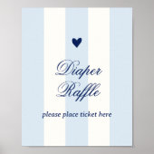 Modern Blue Stripe Heart Valentine Raffle Poster (Voorkant)
