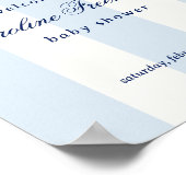 Modern Blue Stripe Heart Valentine Table Welcome Poster (Hoek)
