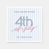 Modern Blue Stripes 4 juli zomerfeest Servet (Voorkant)