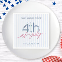 Modern Blue Stripes 4 juli zomerfeest