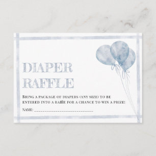 Modern Blue Stripes Balloons Oh Boy Diaper Raffle Informatiekaartje