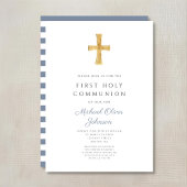 Modern Blue Stripes Cross Boy First Community Kaart