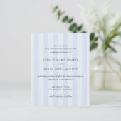 Modern Blue Stripes Elegant Budget Wedding Invite (Staand voorkant)