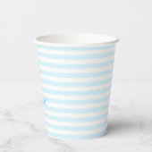 Modern Blue Stripes Elegant Monogrammed Typografie Papieren Bekers (Achterkant)