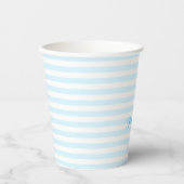Modern Blue Stripes Elegant Monogrammed Typografie Papieren Bekers (Voorkant)