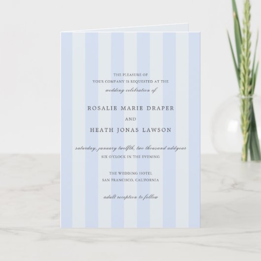 Modern Blue Stripes Elegant Wedding (Voorkant)