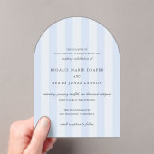 Modern Blue Stripes Elegant Wedding Acryl Uitnodigingen (Insitu (Draagbaar))