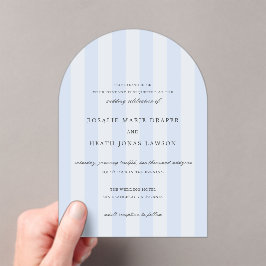 Modern Blue Stripes Elegant Wedding Acryl Uitnodigingen