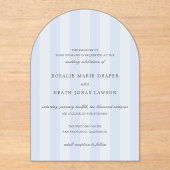 Modern Blue Stripes Elegant Wedding Acryl Uitnodigingen (Voorkant)