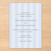 Modern Blue Stripes Elegant Wedding Acryl Uitnodigingen (Voorkant)