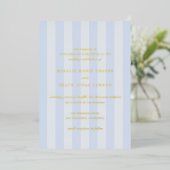 Modern Blue Stripes Elegant Wedding Folie Uitnodiging (Staand Voorkant)