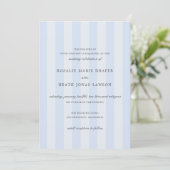 Modern Blue Stripes Elegant Wedding Kaart (Staand voorkant)