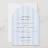Modern Blue Stripes Elegant Wedding Kaart (Voorkant)