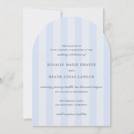 Modern Blue Stripes Elegant Wedding Kaart