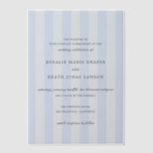 Modern Blue Stripes Elegant Wedding Vellum Uitnodigingen (Voorkant)