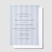 Modern Blue Stripes Elegant Wedding Vellum Uitnodigingen (Offset)