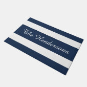 Modern Blue Stripes familienaam Deurmat (Schuin)