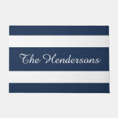 Modern Blue Stripes familienaam Deurmat (Voorkant)