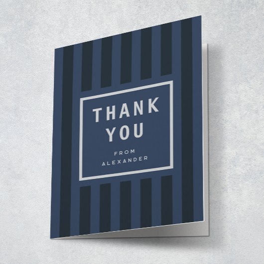 Modern Blue Stripes Graduation Thank You Bedankkaart
