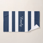Modern Blue Stripes Script Bad Handdoek (Handdoek)