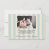 Modern Blue Stripes Two Photo Baby Shower Message Bedankkaart (Achterkant)