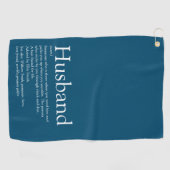 Modern Blue Stylish Cool Fun Husband Definition Golfhanddoek (Horizontaal)